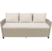 Gartencouch mit drei Kissen und Sitzpolster