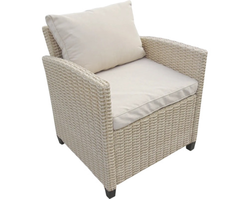 Korbsessel mit Kissen für den Aussenbereich
