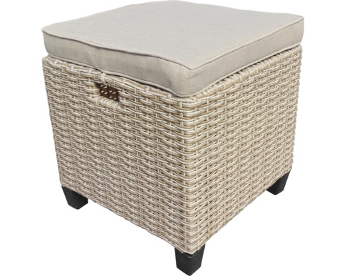 Geflochtener Hocker mit Kissen für den Außenbereich