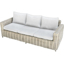Rattan Gartensofa mit drei Sitzen und Kissen