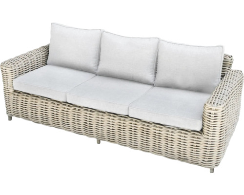Rattan Gartensofa mit drei Sitzen und Kissen