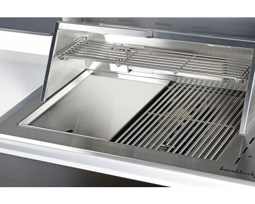Edelstahl Grill mit Grillrost und Warmhalterost