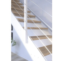 Escalier avec marches en bois et rampe avec câbles en acier inoxydable