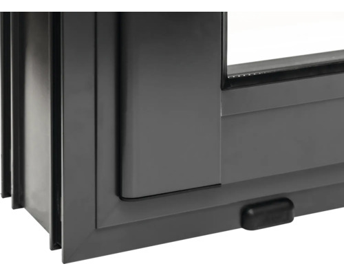 Detailansicht eines grauen Kunststofffensters