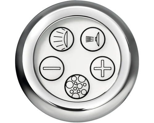 Symbole pour lumière, douche, massage, réduction et augmentation