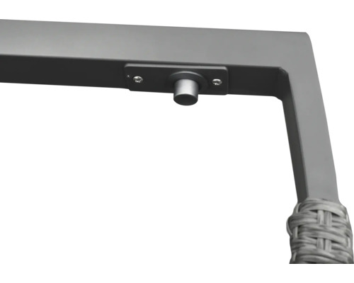 Vue détaillée d''un meuble avec cadre en métal et élément de fixation