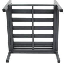 Dessous d''une chaise de jardin grise avec sommier à lattes