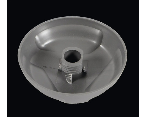 Graue Lampenabdeckung mit zentraler Öffnung für Leuchtenbefestigung.