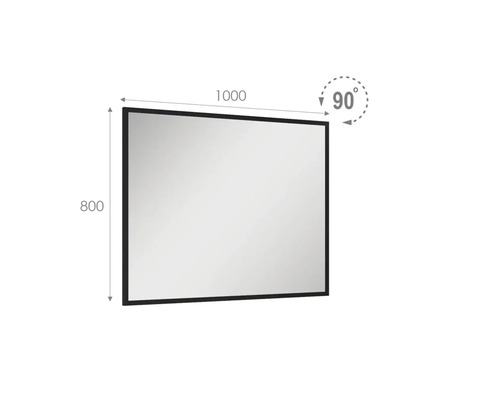 Miroir rectangulaire mesurant 1000 sur 800 millimètres et angle de 90 degrés