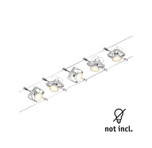 Système d''éclairage sur câble avec cinq spots. Ampoules non incluses.