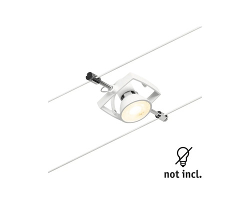 Weisses Seilsystem mit einem Spot, Leuchtmittel nicht enthalten