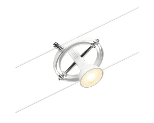 Weisse Seilsystemleuchte mit Metallring