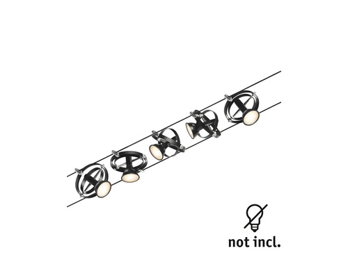 Schienensystem mit sechs Strahlern, Leuchtmittel nicht enthalten