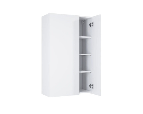 Weißer Hängeschrank mit offenen Türen und Regalen