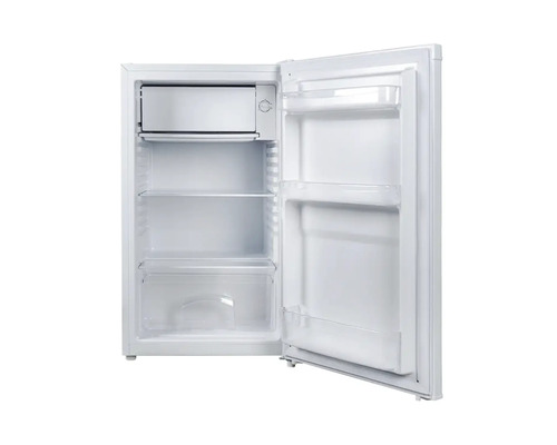 Offener, freistehender Kühlschrank mit Regalen