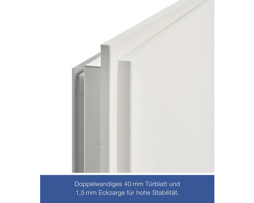 Doppeltürblatt, 40 mm, und Eckzarge, 1,5 mm, für hohe Stabilität