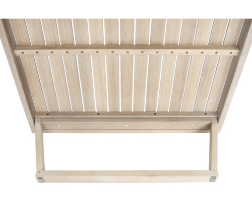 Unterseite eines Gartentisches aus Holz