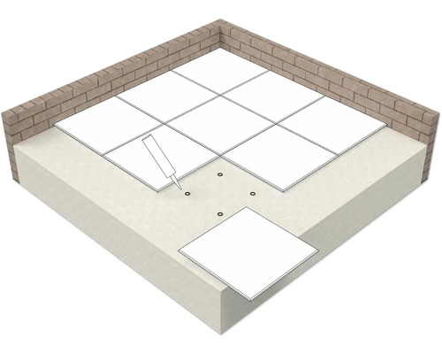 Pose de carreaux avec mastic et bande d''étanchéité