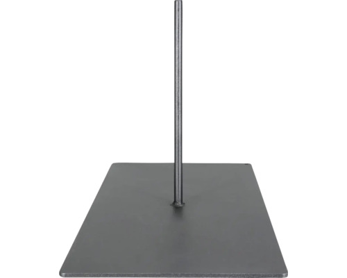 Metallständer mit rechteckiger Grundplatte und zentraler Stange
