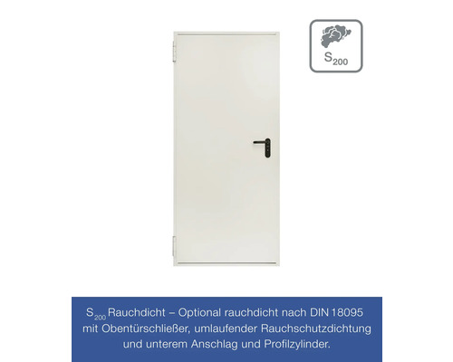 Weisse Tür mit Rauchschutztür und Rauchdichtheit S200 nach DIN 18095