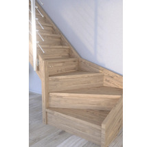 Escalier en bois avec rampe en acier inoxydable