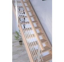 Escalier en bois avec rampe en acier inoxydable à l''intérieur