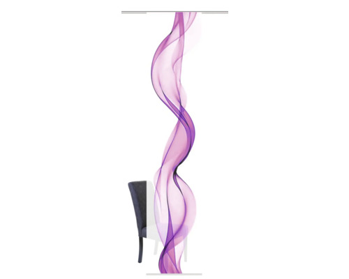 Roll-Up-Display mit abstraktem Design und Stuhl