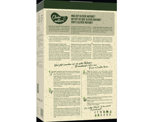 Emballage du produit Clever nature avec des informations sur le produit