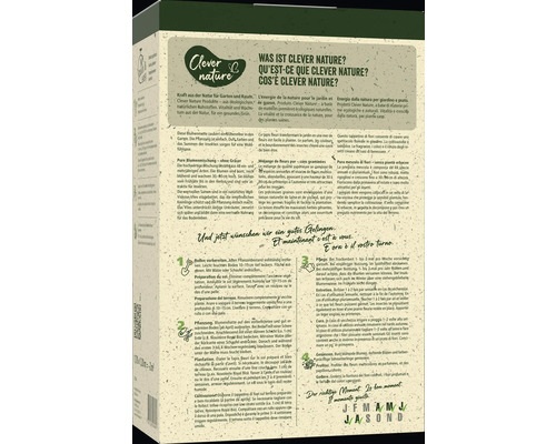 Emballage du produit Clever Nature avec des informations sur les ingrédients et l''application