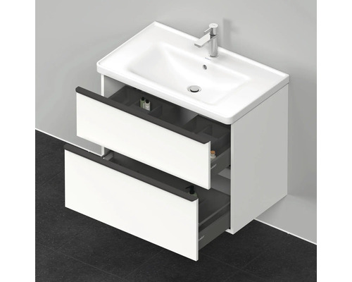 Meuble-lavabo avec deux tiroirs, lavabo en céramique et robinet
