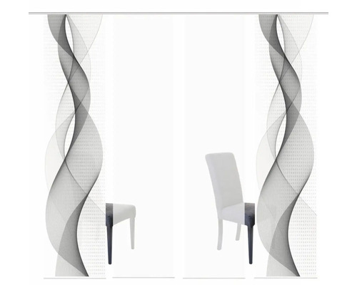 Panneau coulissant avec motif abstrait et chaise