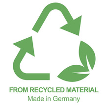 Symbole de recyclage: Fabriqué à partir de matériaux recyclés, fabriqué en Allemagne