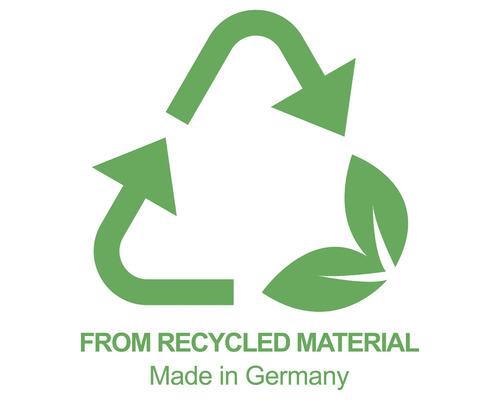 Symbole pour matériau recyclé, fabriqué en Allemagne
