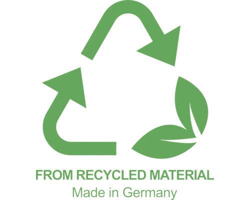 Symbole de recyclage: Fabriqué à partir de matériaux recyclés, fabriqué en Allemagne