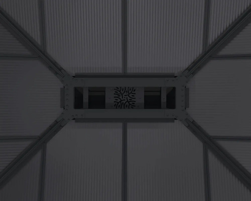 Ansicht der Gewächshauskonstruktion mit Lüftung