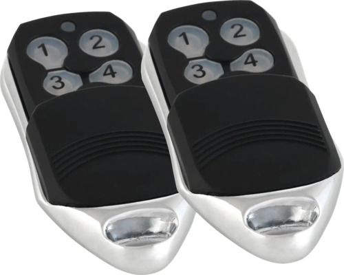 Zwei Funkhandsender zur Steuerung von Garagentoren.