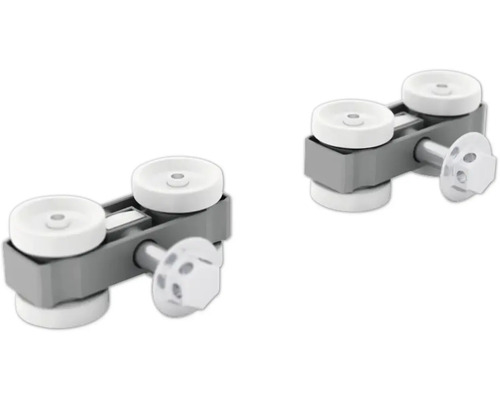 Deux roulettes de porte coulissante en métal et plastique