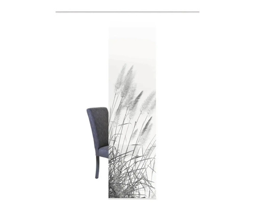 Dekoratives Paneel mit Gräser-Motiv neben einem Stuhl