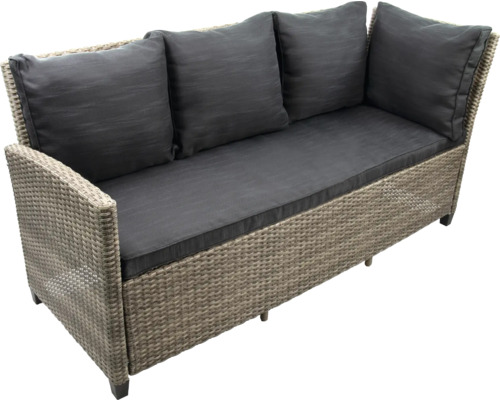 Gartensitzbank aus Rattan mit Polster