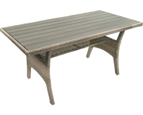 Gartentisch mit Rattanoptik und Holzoptik-Tischplatte