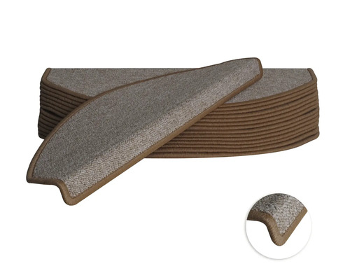Set de tapis d'escalier Camp semi-circulaire beige 23,5x65x4,5 cm 15 pièces Set de tapis d'escalier Camp semi-circulaire beige 23,5x65x4,5 cm 15 pièces
