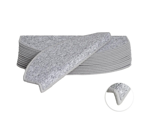 Set de tapis d'escalier Camp semi-circulaire gris 23,5x65x4,5 cm 15 pièces