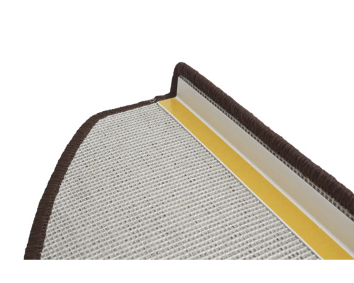 Tapis de marche d''escalier avec bande adhésive et bordure marron