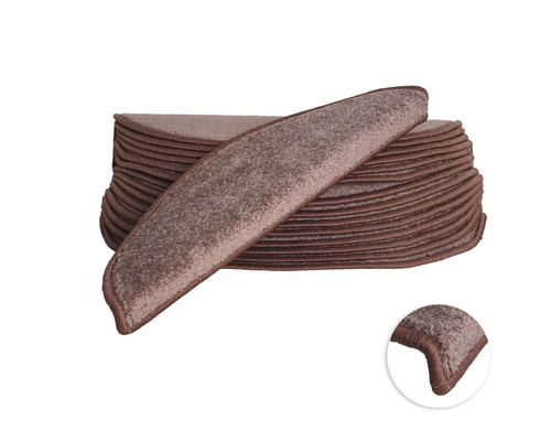 Set de tapis d'escalier Carousel semi-circulaire marron 16,5x56x3,5 cm 15 pièces