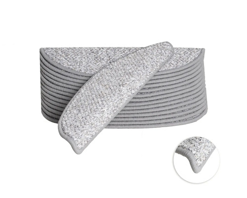 Set de tapis d'escalier Massiv semi-circulaire gris 16,5x56x3,5 cm 15 pièces