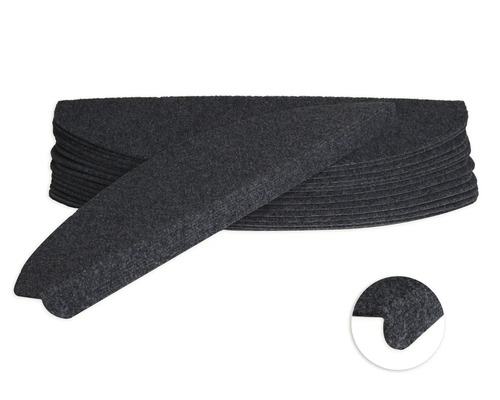 Set de tapis d'escalier Paris semi-circulaire gris 22,5x65x3,5 cm 15 pièces