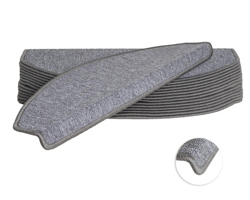 Set de tapis d'escalier Rambo semi-circulaire gris 23,5x65x4,5 cm 15 pièces