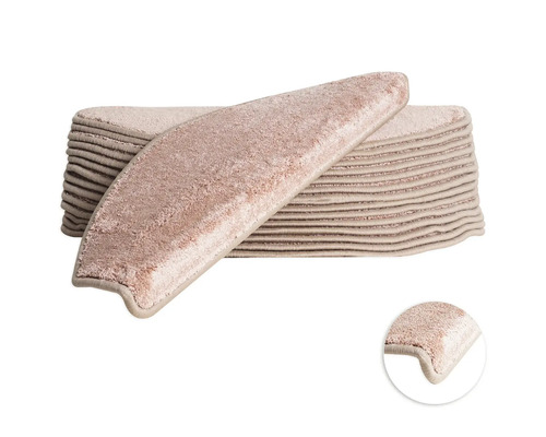 Set de tapis d'escalier Sweet semi-circulaire rose vif 23,5x65x4,5 cm 15 pièces