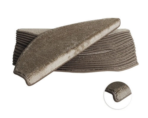Set de tapis d'escalier Sweet semi-circulaire beige 23,5x65x4,5 cm 15 pièces Set de tapis d'escalier Sweet semi-circulaire beige 23,5x65x4,5 cm 15 pièces
