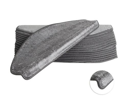 Set de tapis d'escalier Sweet semi-circulaire gris 23,5x65x4,5 cm 15 pièces